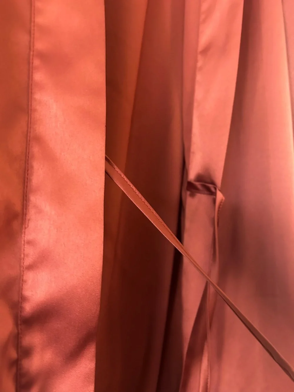 Women's Satin Lace-Trim Robe - Rust - Picture 7 of 8